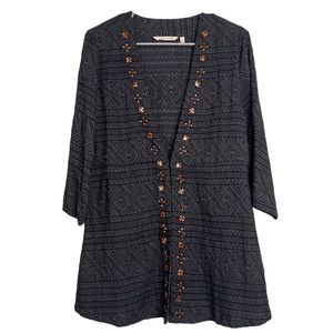 Soft Surroundings Beatrice Grey Linen Blend Cardigan Topper Size Small